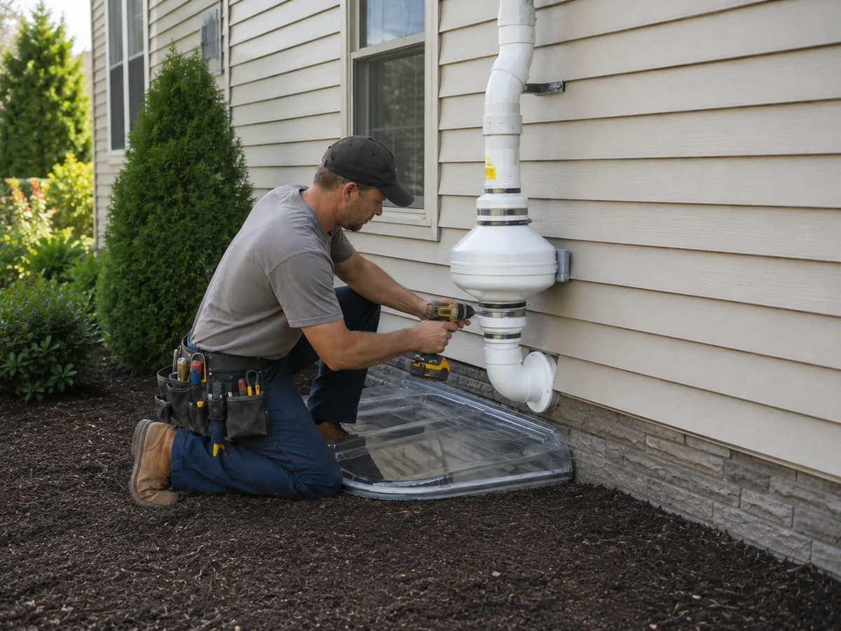 Radon mitigation system serving a Bedford County home